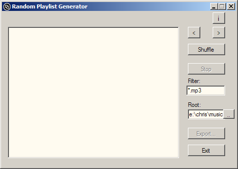 Random playlist Generator Screenshot